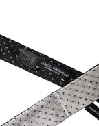 Dolce & Gabbana White Black Patterned Silk Adjustable Men Necktie Tie