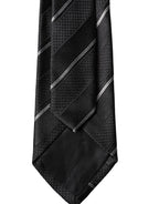 Dolce & Gabbana Dark Gray White Stripes 100% Silk Adjustable Men Necktie Tie