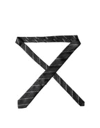 Dolce & Gabbana Dark Gray White Stripes 100% Silk Adjustable Men Necktie Tie