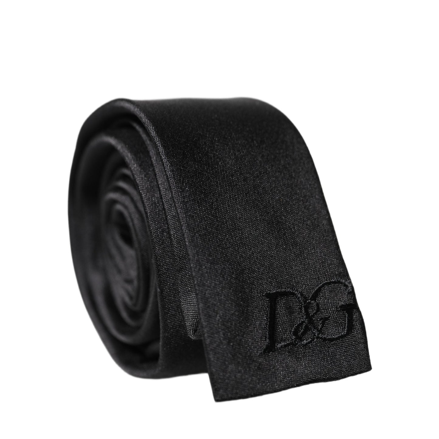 Dolce & Gabbana Black D&G Embroidery Silk Adjustable Men Necktie Tie