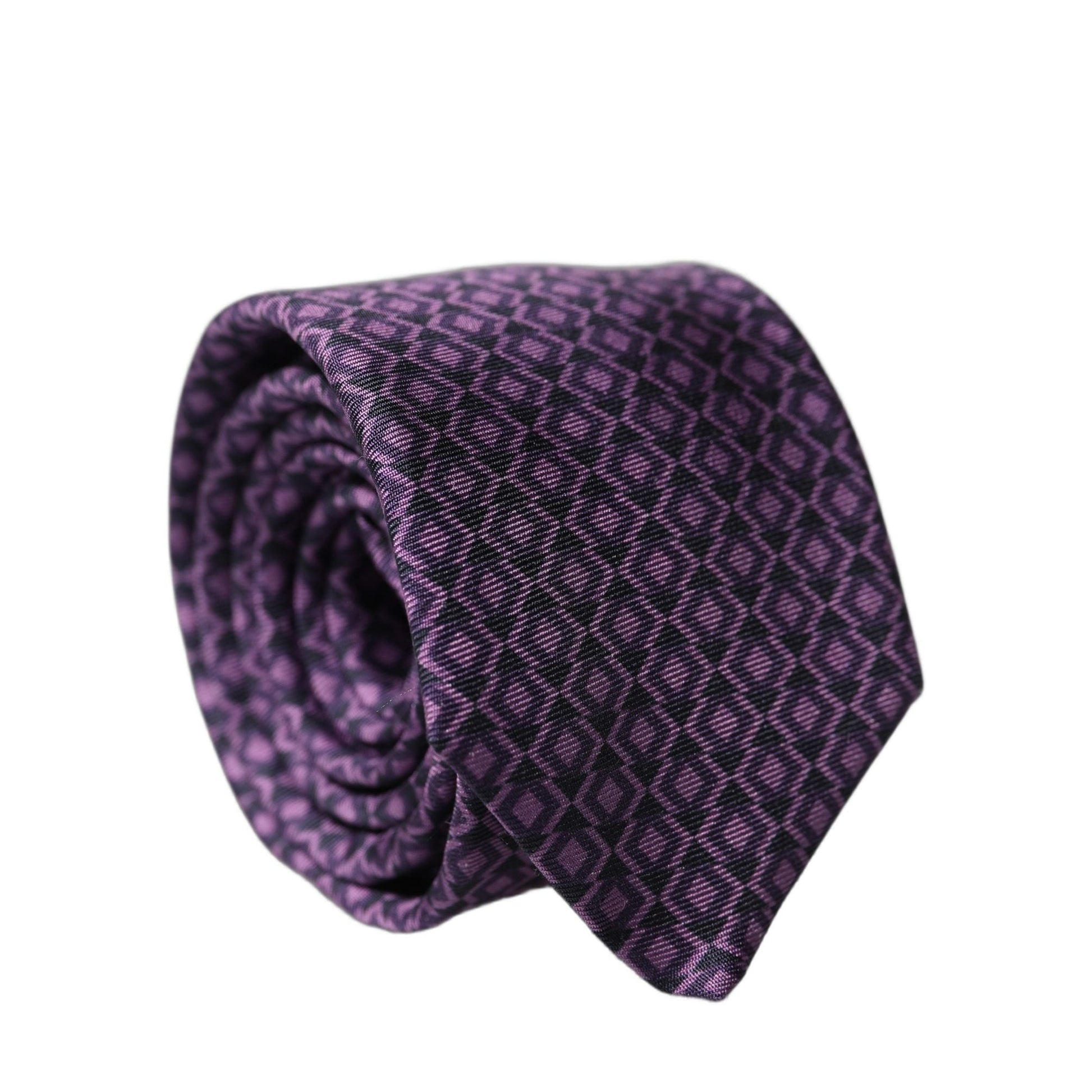 Dolce & Gabbana Purple Patterned 100% Silk Adjustable Men Necktie Tie