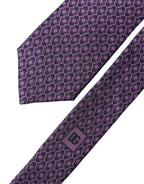 Dolce & Gabbana Purple Patterned 100% Silk Adjustable Men Necktie Tie