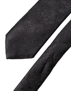 Dolce & Gabbana Black Solid 100% Silk Adjustable Men Tied Necktie Tie