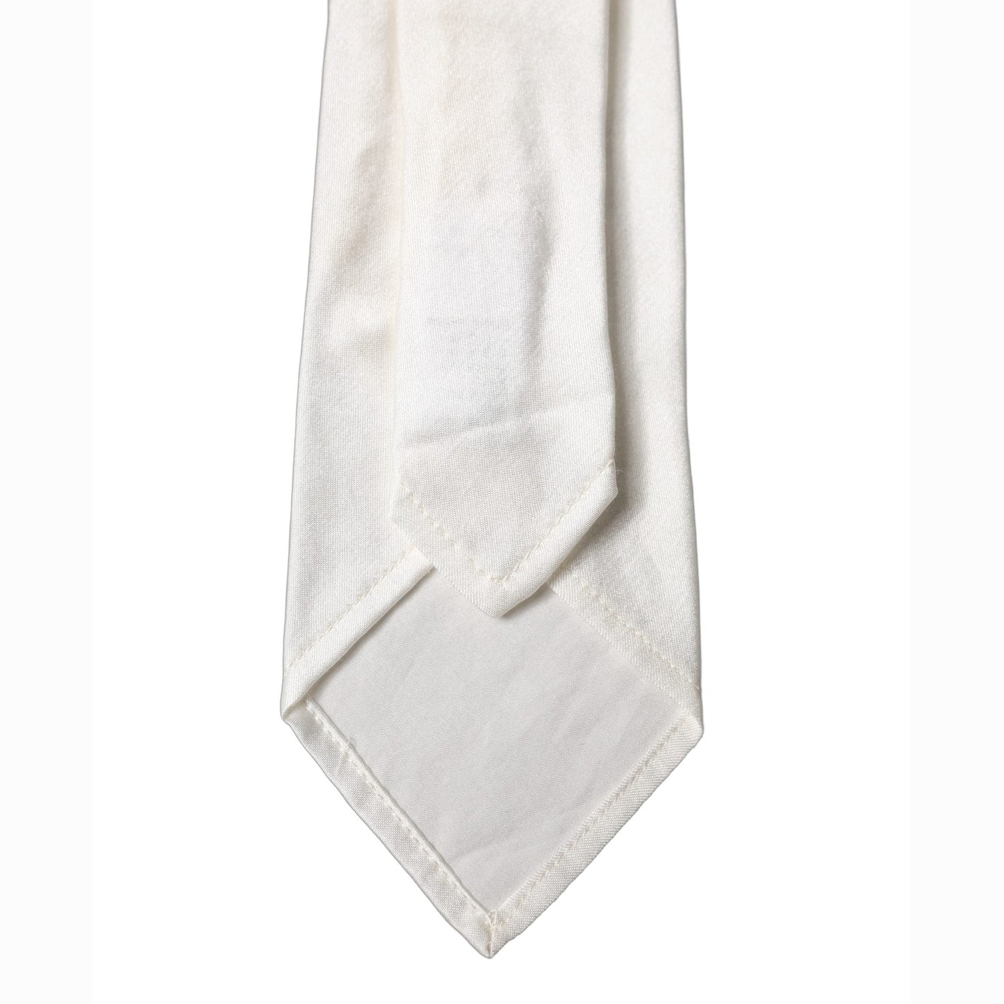 Dolce & Gabbana White Solid Silk Blend Adjustable Men Tied Necktie Tie