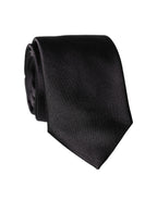 Dolce & Gabbana Black Solid 100% Silk Adjustable Men Tied Necktie Tie