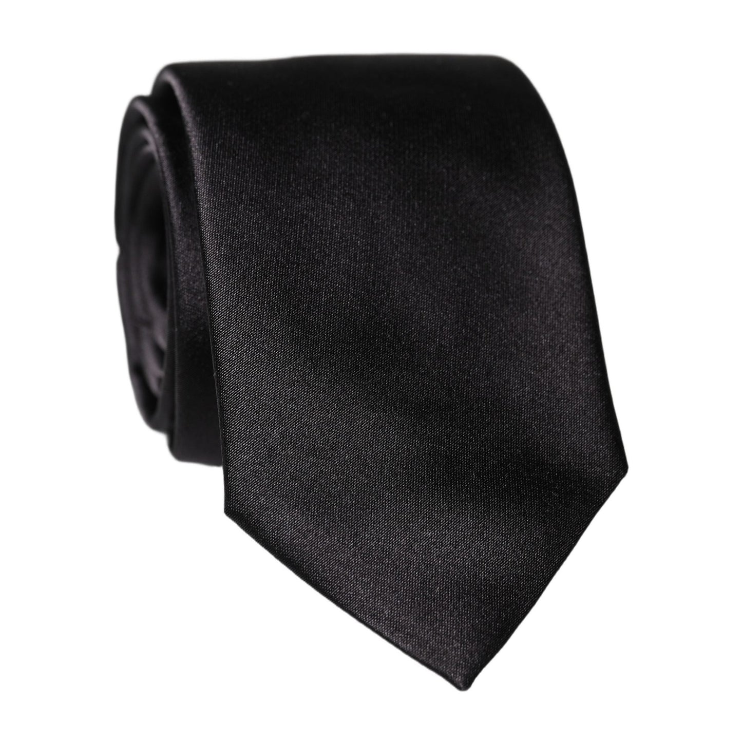 Dolce & Gabbana Black Solid 100% Silk Adjustable Men Tied Necktie Tie