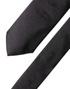 Dolce & Gabbana Black Solid 100% Silk Adjustable Men Tied Necktie Tie