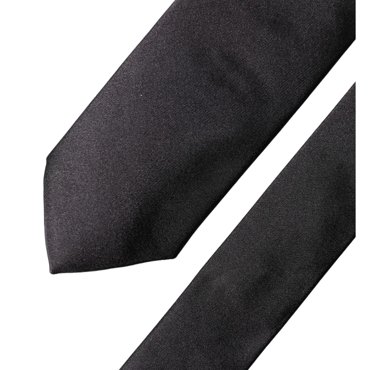 Dolce & Gabbana Black Solid 100% Silk Adjustable Men Tied Necktie Tie