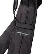 Dolce & Gabbana Black Solid 100% Silk Adjustable Men Tied Necktie Tie
