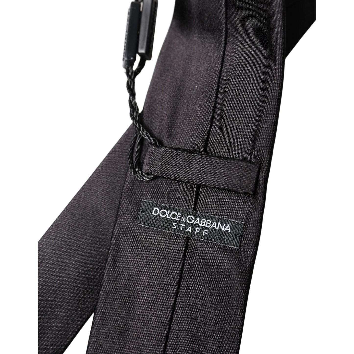 Dolce & Gabbana Black Solid 100% Silk Adjustable Men Tied Necktie Tie