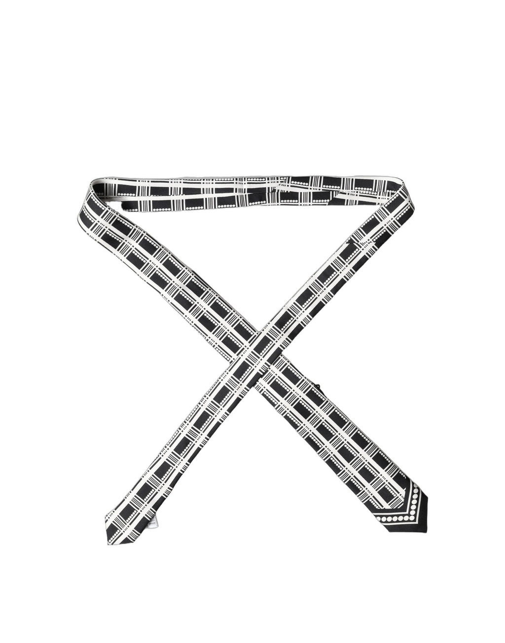 Dolce & Gabbana Black White Abstract Silk Adjustable Men Tied Necktie Tie - Eljoys Fashion 
