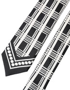 Dolce & Gabbana Black White Abstract Silk Adjustable Men Tied Necktie Tie - Eljoys Fashion 