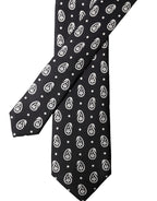Dolce & Gabbana Black Paisley 100% Silk Adjustable Men Tied Necktie Tie