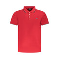 Red cotton men's polo shirt by Norway 1963, featuring a classic fit and polo collar, displayed on a plain background.