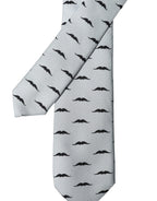 Dolce & Gabbana Light Gray Mustache Fantasy Silk Adjustable Necktie Tie