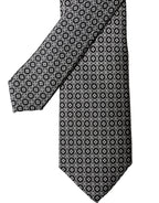 Dolce & Gabbana Gray White Patterned Silk Adjustable Men Necktie Tie - Eljoys Fashion 