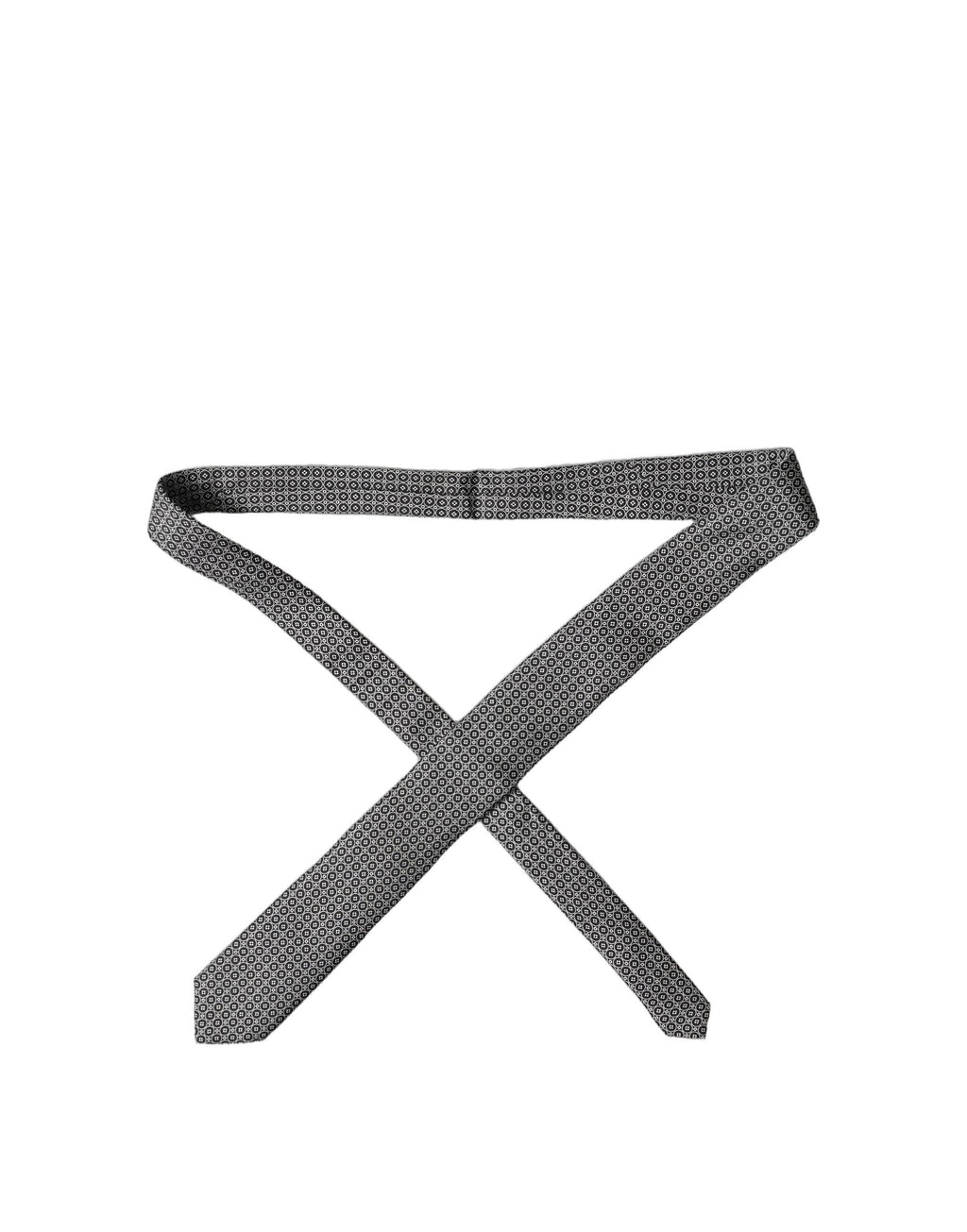 Dolce & Gabbana Gray White Patterned Silk Adjustable Men Necktie Tie - Eljoys Fashion 