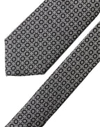 Dolce & Gabbana Gray White Patterned Silk Adjustable Men Necktie Tie - Eljoys Fashion 