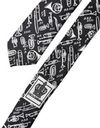 Dolce & Gabbana Black Trumpet Print Silk Adjustable Men Tied Necktie Tie - Eljoys Fashion 