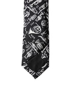 Dolce & Gabbana Black Trumpet Print Silk Adjustable Men Tied Necktie Tie - Eljoys Fashion 
