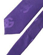 Dolce & Gabbana Purple DG Logo Monogram Silk Adjustable Men Necktie Tie