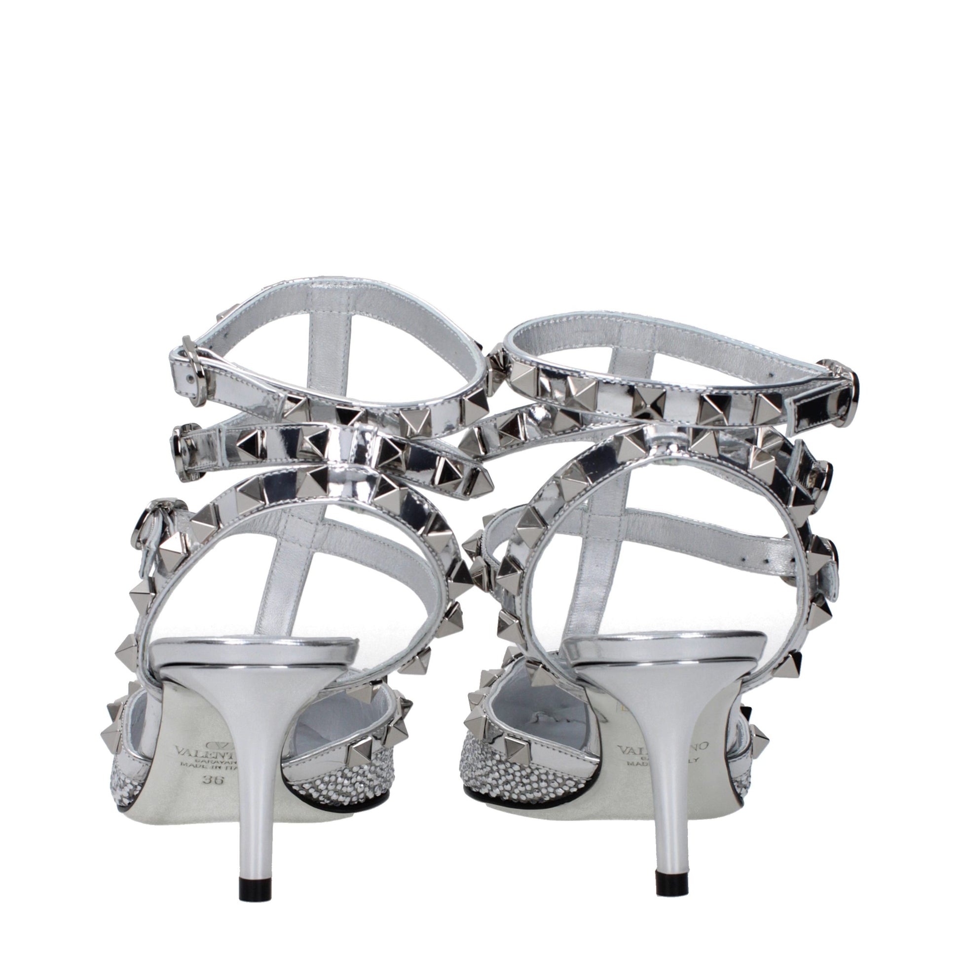 Valentino Garavani Gray Leather Stiletto Heel Sandals Valentino Garavani