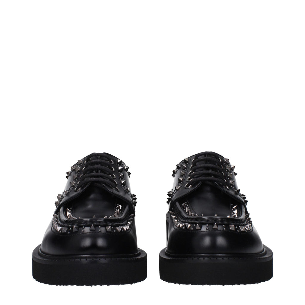 Valentino Garavani Black Leather Oxfords And Derbies Valentino Garavani