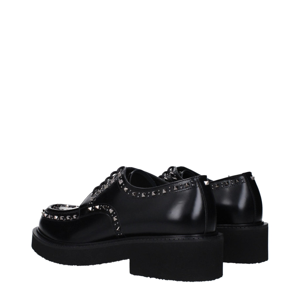 Valentino Garavani Black Leather Oxfords And Derbies Valentino Garavani