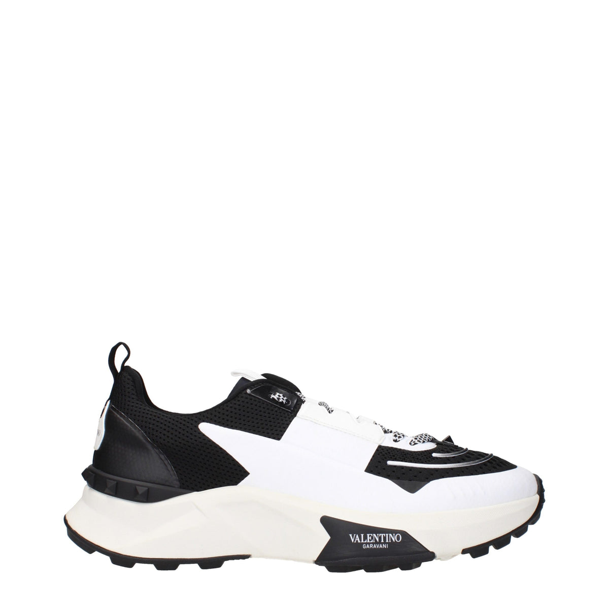 Valentino Garavani black fabric athletic sneakers with white sole and logo detailing, stylish and comfortable for casual wear.