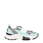 Valentino Garavani gray fabric athletic sneakers with white soles and lace-up design, showcasing stylish and comfortable footwear.