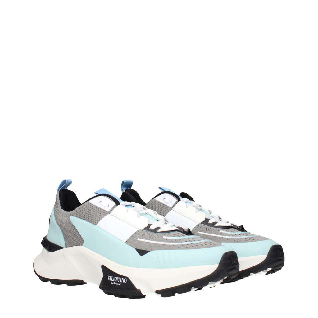 Valentino Garavani gray fabric athletic sneakers with white soles and laces, stylish and comfortable for casual wear.