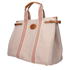 Valentino Garavani beige fabric handbag with elegant design and subtle stitching, stylish accessory for any outfit.
