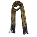 Black silk foulard by Valentino Garavani featuring a classic scarf design with elegant branding and intricate pattern details.