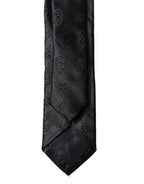 Dolce & Gabbana Black Patterned 100% Silk Adjustable Men Necktie Tie - Eljoys Fashion 
