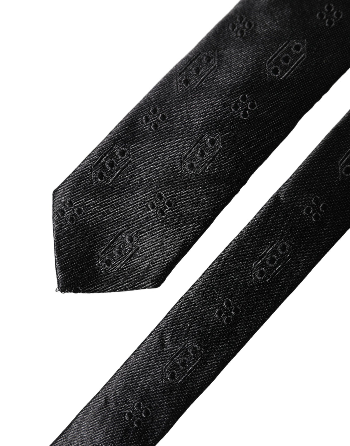 Dolce & Gabbana Black Patterned 100% Silk Adjustable Men Necktie Tie - Eljoys Fashion 