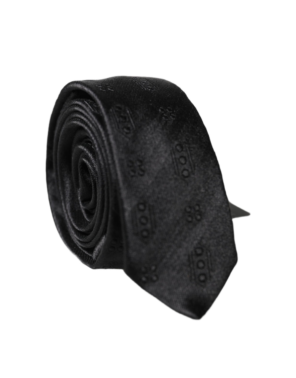 Dolce & Gabbana Black Patterned 100% Silk Adjustable Men Necktie Tie - Eljoys Fashion 