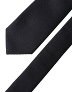 Dolce & Gabbana Dark Blue Solid 100% Silk Adjustable Men Tied Necktie Tie