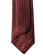 Dolce & Gabbana Burgundy Geometric Silk Adjustable Men Tied Necktie Tie