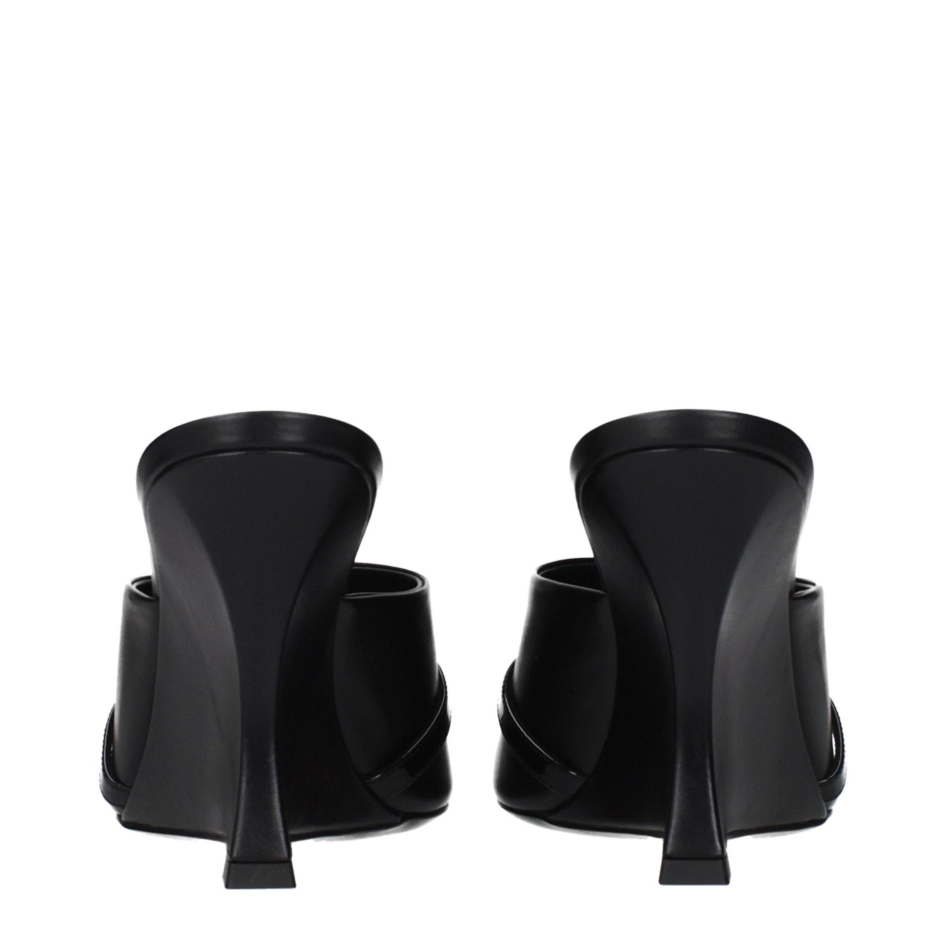 Versace Black Leather Wedge Sandals Versace