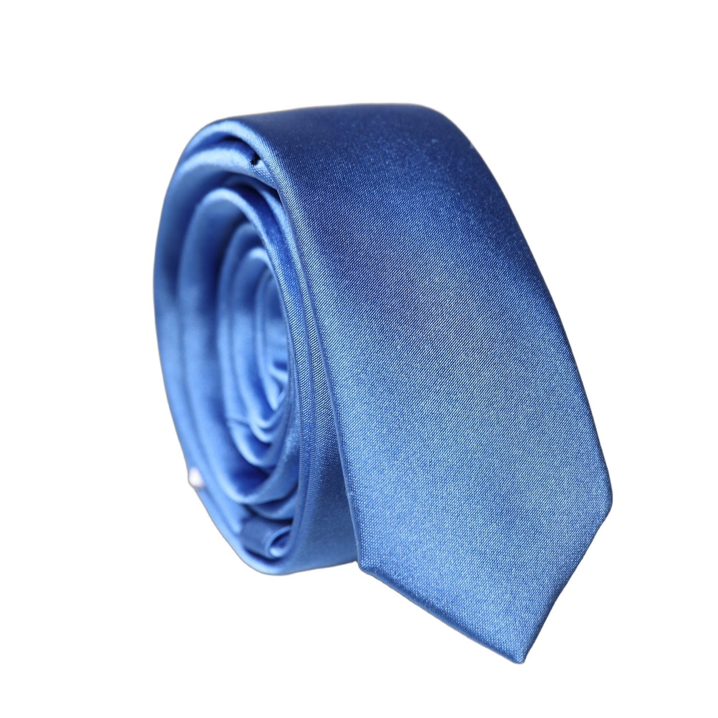 Dolce & Gabbana Blue Satin 100% Silk Adjustable Men Tied Necktie Tie