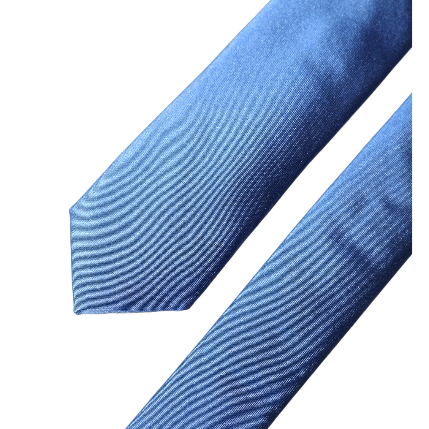 Dolce & Gabbana Blue Satin 100% Silk Adjustable Men Tied Necktie Tie
