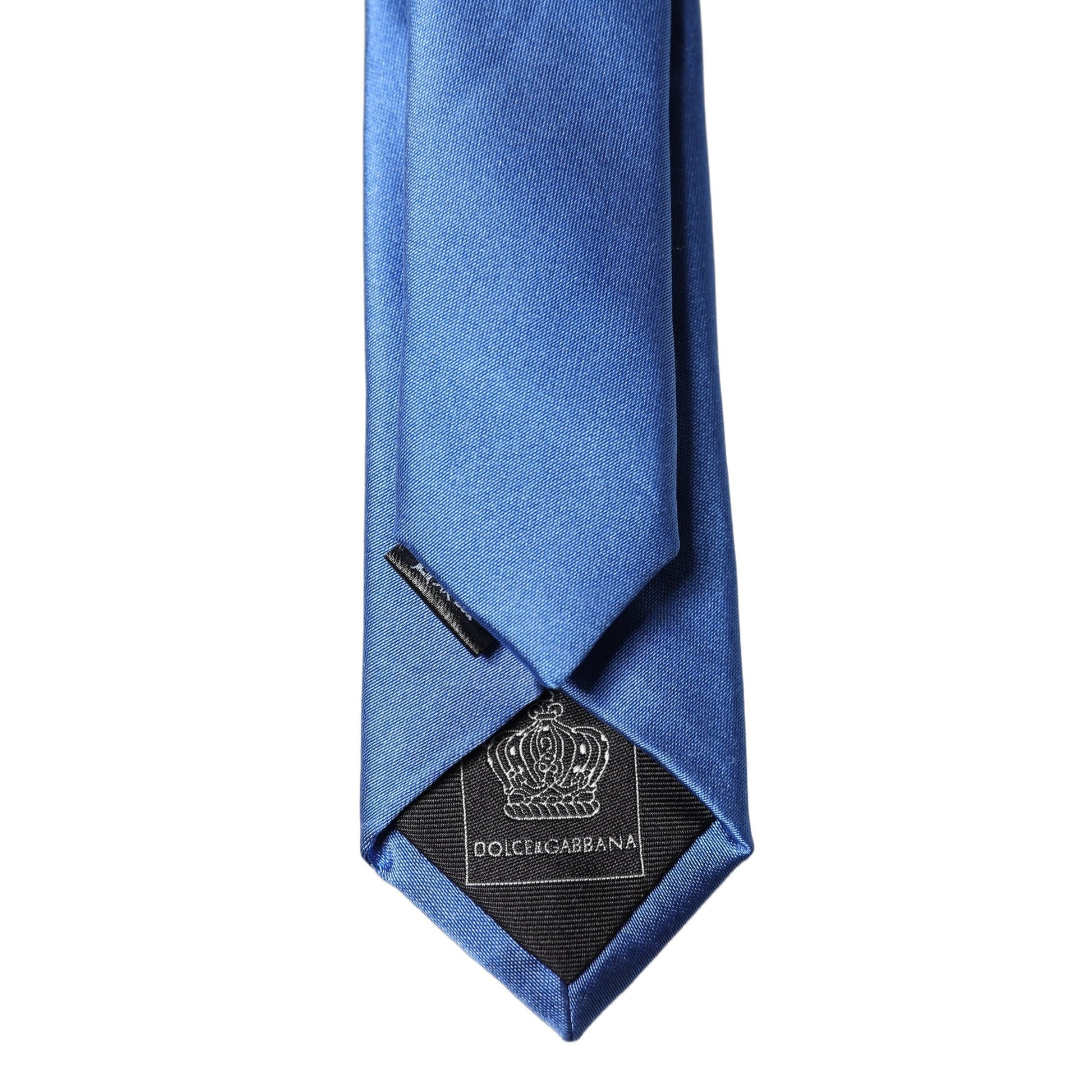 Dolce & Gabbana Blue Satin 100% Silk Adjustable Men Tied Necktie Tie