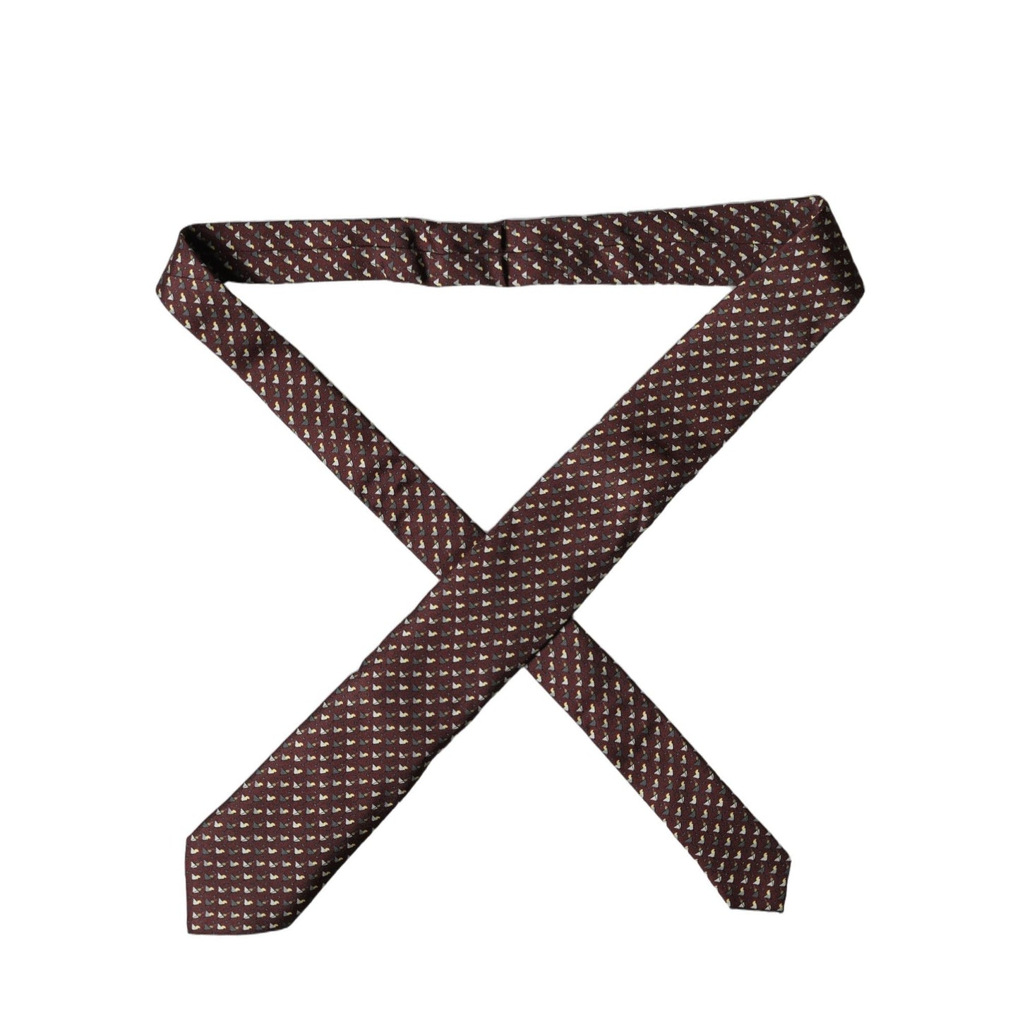 Dolce & Gabbana Burgundy Geometric Silk Adjustable Men Tied Necktie Tie