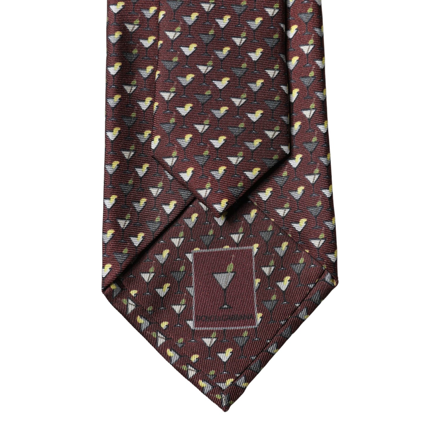 Dolce & Gabbana Burgundy Geometric Silk Adjustable Men Tied Necktie Tie
