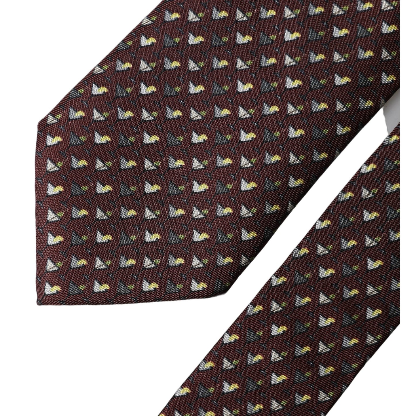 Dolce & Gabbana Burgundy Geometric Silk Adjustable Men Tied Necktie Tie