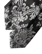 Dolce & Gabbana Black Silver Floral Silk Adjustable Women Necktie Tie