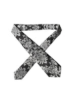 Dolce & Gabbana Black Silver Floral Silk Adjustable Women Necktie Tie
