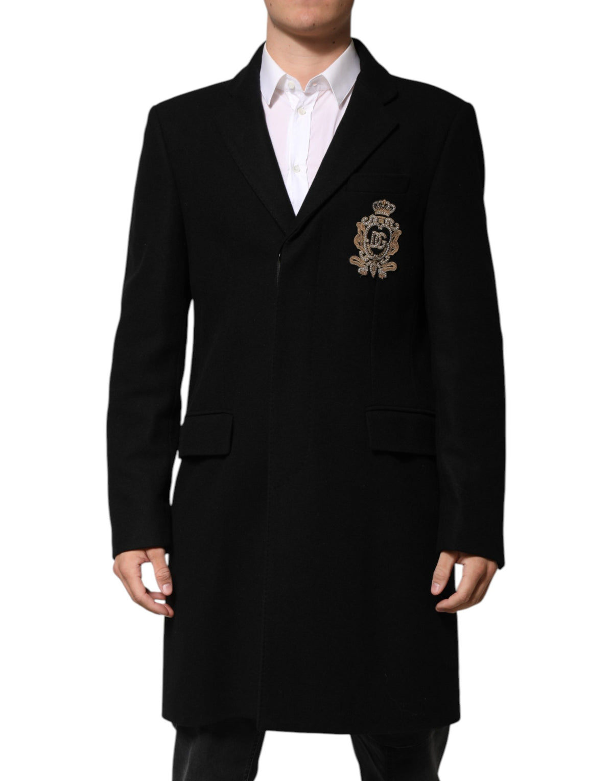 Dolce & Gabbana Black Heraldic Patch Single Breasted Jacket - Eljoys Fashion 