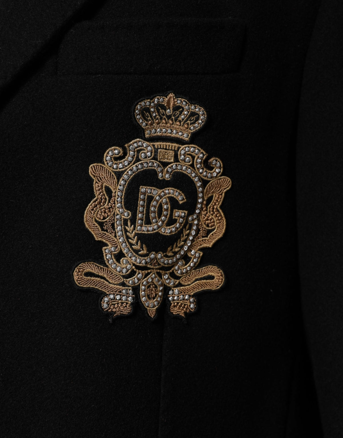 Dolce & Gabbana Black Heraldic Patch Single Breasted Jacket - Eljoys Fashion 
