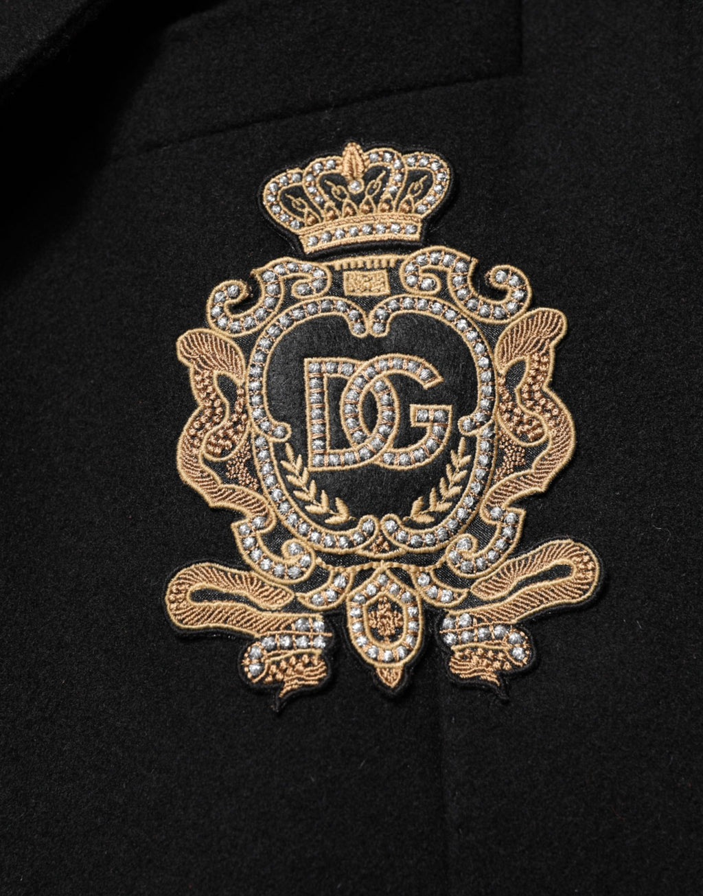 Dolce & Gabbana Black Heraldic Patch Single Breasted Jacket - Eljoys Fashion 